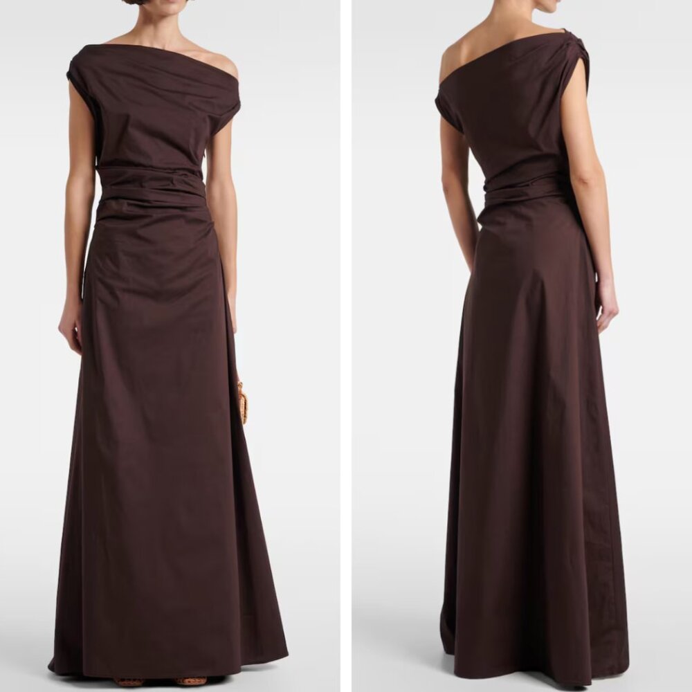STAUD Chocolate Off-Shoulder Maxi Dress